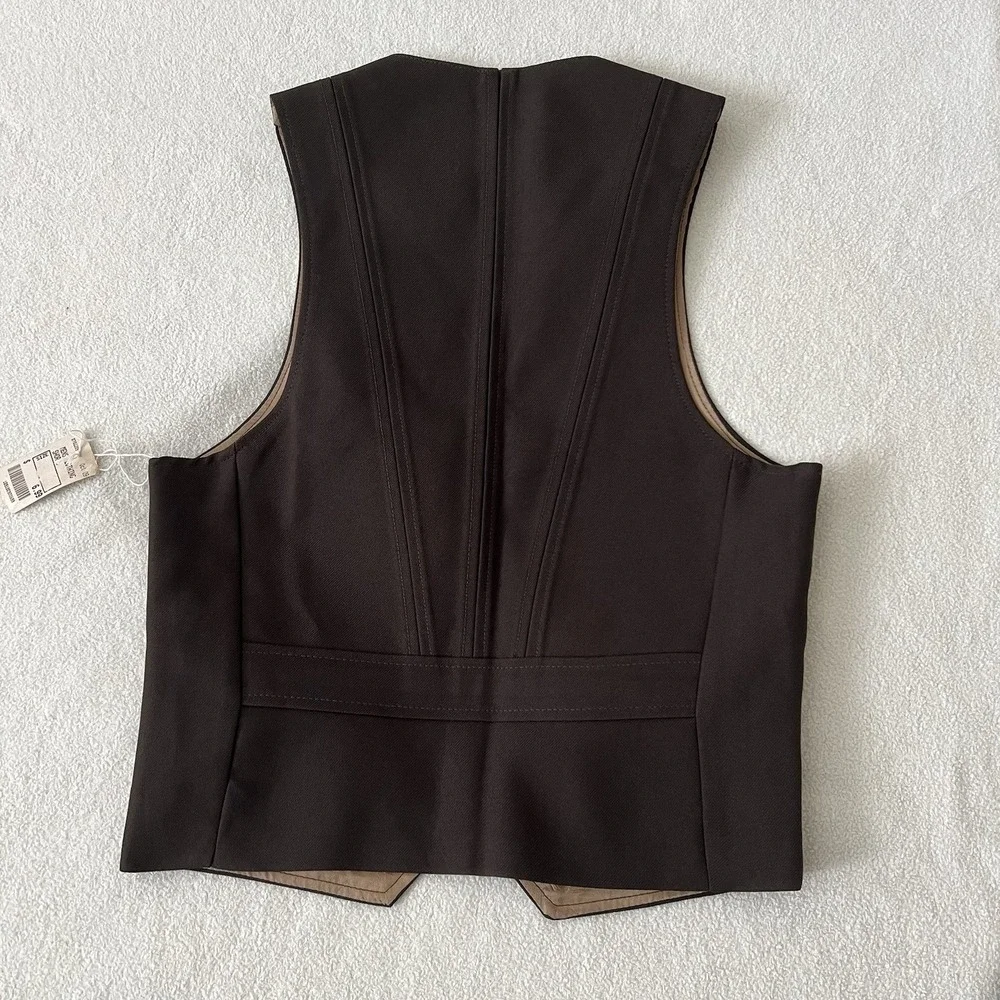 Angels Flight 70s Vintage Brown Suit Vest Size 34 USA Disco Waistcoat